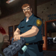 Jim Gordon murdering a bunch of criminals with a Gatling gun.